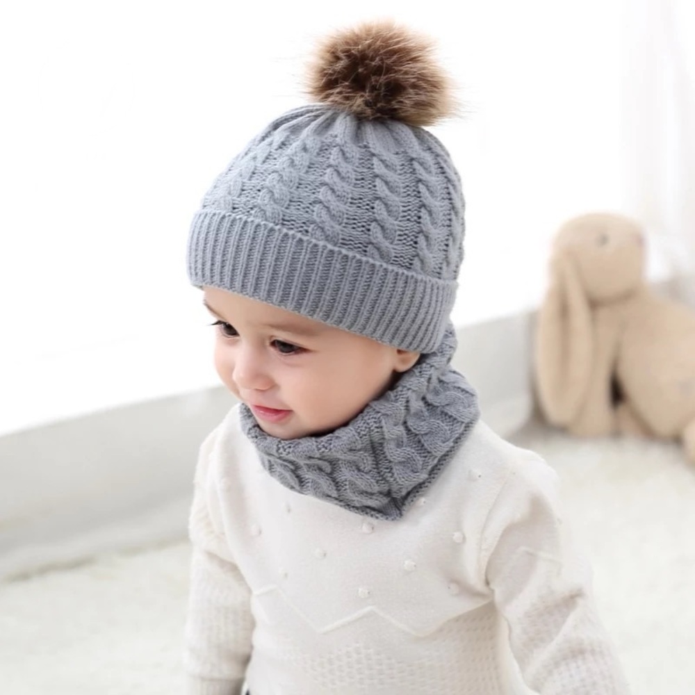 Baby Winter Hat Scarf Set, Unisex Infant Toddler Kids Hat Scarf